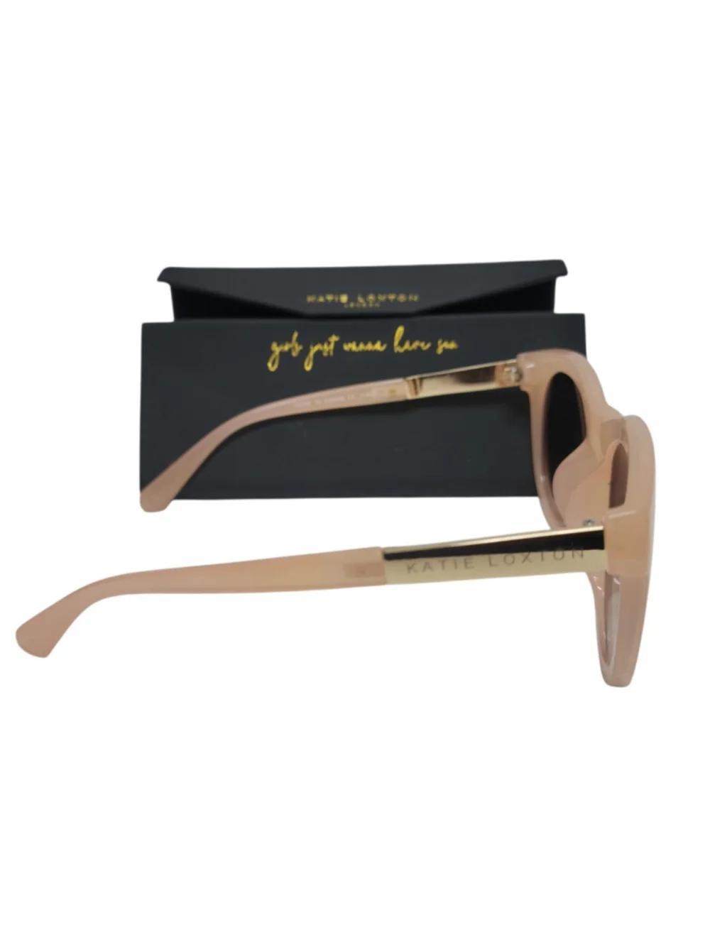 Katie Loxton Vienna Sunglasses Thick Pale Pink Frame Gradient Brown Lenses
